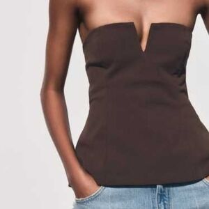 Brown Strapless Top